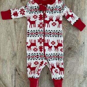 Hanna Andersson Red and White Reindeer Footie